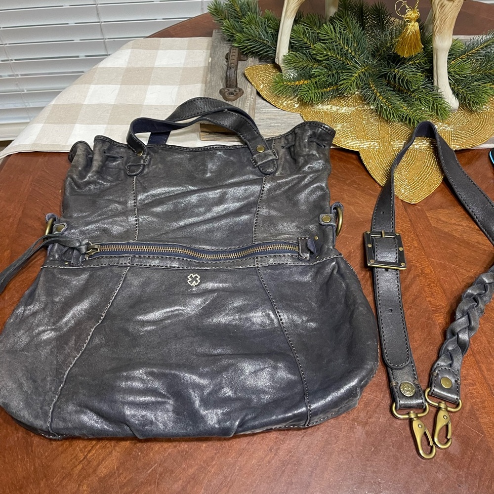 LUCKY BRAND FOLD OVER lamb LEATHER BOHO CROSSBODY  HANDBAG “BELLA”